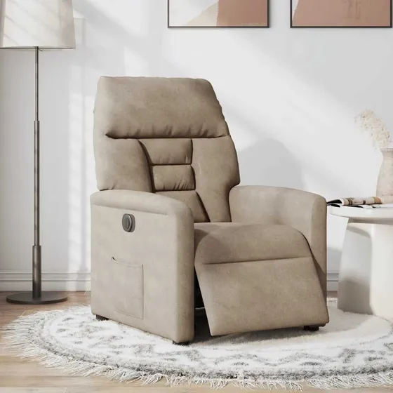 vidaXL eldrevne lænestol i mikrofiber - gråbrun