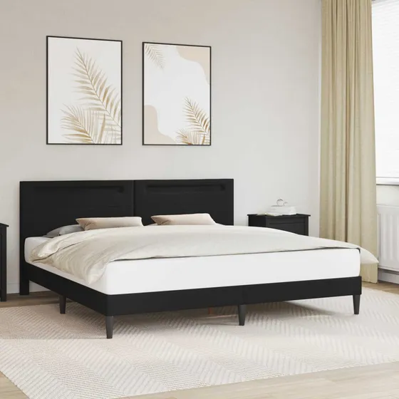 vidaXL Sengestel med LED-lys, sort kunstlæder, 180 x 200 cm