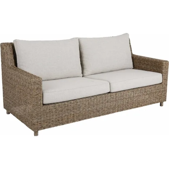 Sandkorn 2,5-sæders havesofa – natur polyrattan, sand hynder