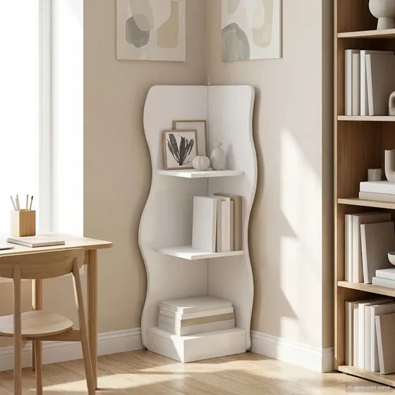 vidaXL Hjørnehylde Hvid 34 x 33 x 102 cm - Konstrueret træ