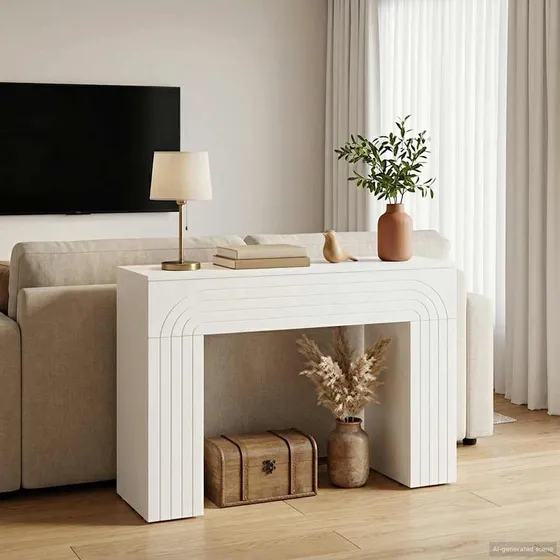 vidaXL Sofabord Hvid 102 x 35 x 75 cm i Konstrueret Træ