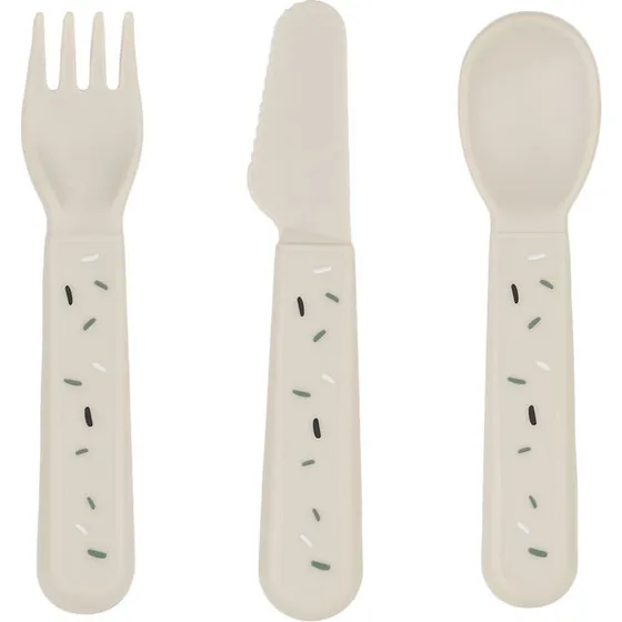 Done by Deer Foodie børnebestik 3 dele – Confetti Sand, 12 cm