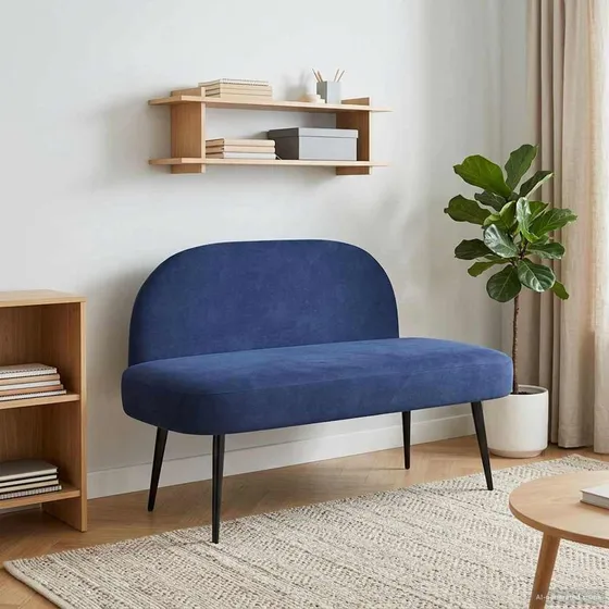 vidaXL Polstret bænk med ryg i fløjl, Politi blå, 110x60x76 cm