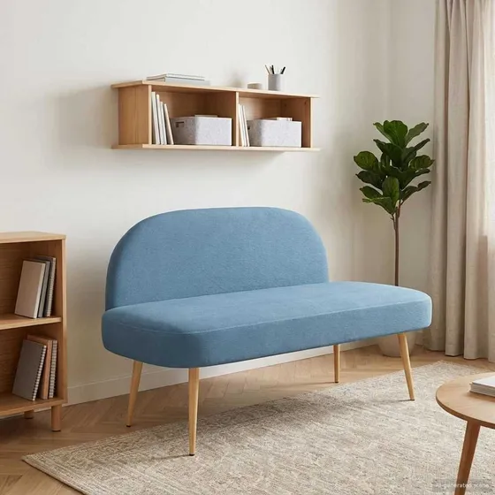 vidaXL Polstret bænk med ryg i blå velour, 110 x 60 x 76 cm