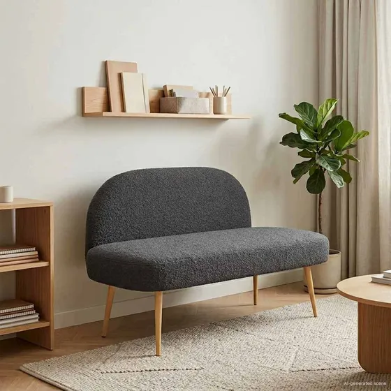 vidaXL Polstret bænk med ryg i mørkegrå bouclé, 110 x 60 x 76 cm