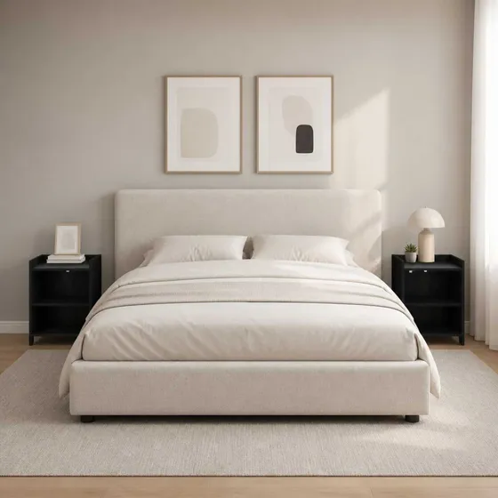 vidaXL Sengeborde 2 stk. Sort Eg 40x30x60 cm