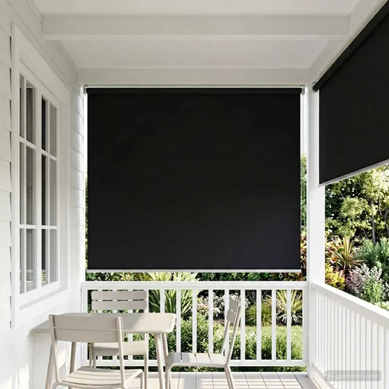 vidaXL Udeterrasse Rullegardin UV-beskyttelse - Sort, 200 x 140 cm