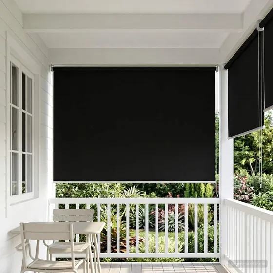 vidaXL Udeterrasse Rullegardin UV-beskyttelse, Sort, 140 x 140 cm