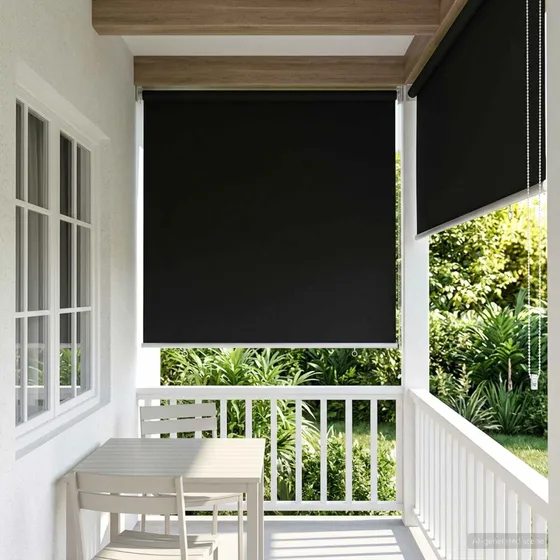vidaXL Udeterrasse Rullegardin UV-beskyttelse, Sort, 60 x 230 cm