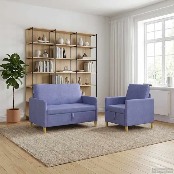 vidaXL Sofasæt med opbevaring 2 stk. - Jeans blå