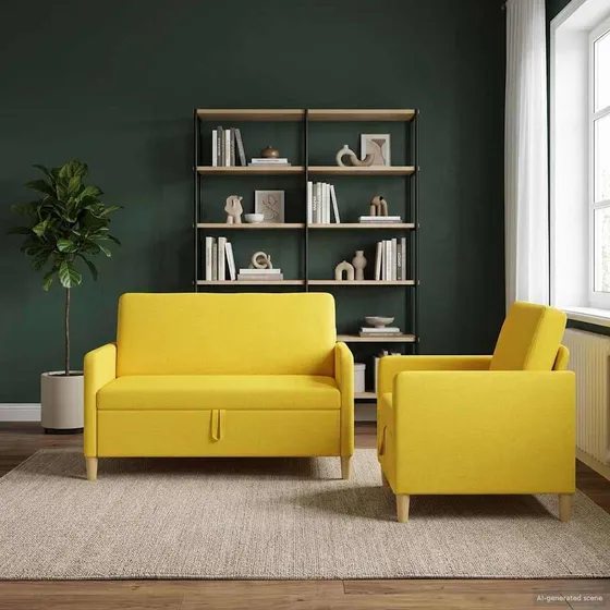 vidaXL Sofa sæt med opbevaring, 2 stk. 3-personers, Lys Gul