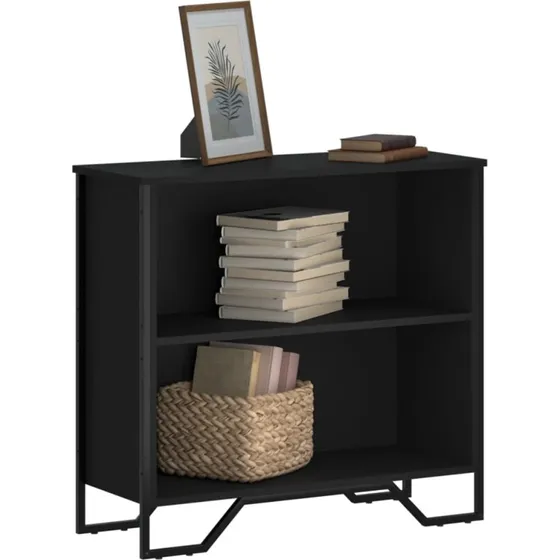 Sort bogreol i konstrueret træ 80x31x74,5 cm