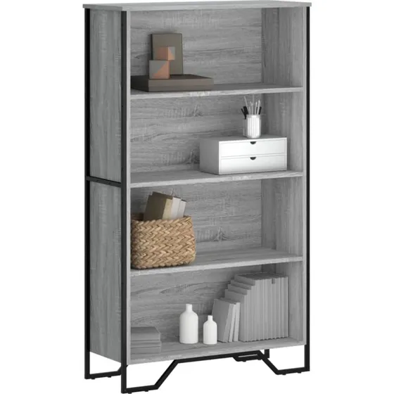 Bogreol 80x31x137,5 cm - Grå Sonoma-eg