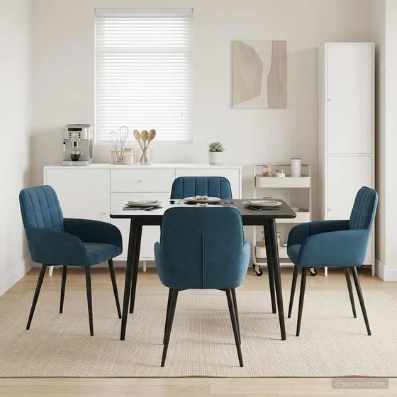 vidaXL Spisestole 4 stk. i Blå Fløjl - 56.5 x 50 x 85 cm