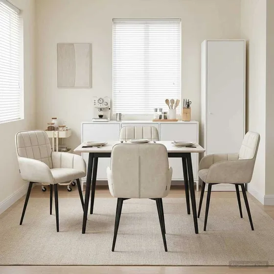 vidaXL Spisestole 4 stk. Fløjl Cremefarvet 56.5 x 50 x 85 cm