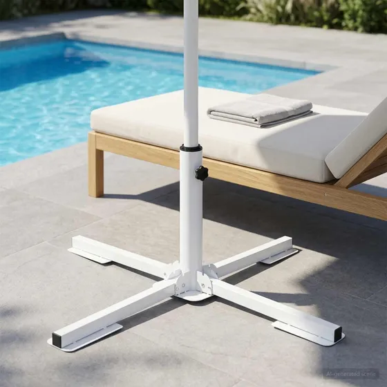 vidaXL Parasol Stativ i Hvidt Stål - 86,5 x 86,5 cm