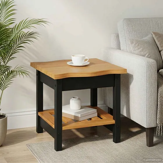 VidaXL EKAI Sidebord Sort 50x50x45,5 cm i Massivt Fyrretræ