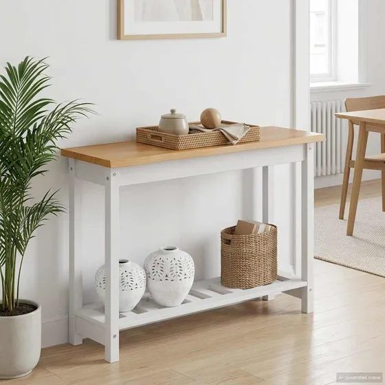 VidaXL EKAI Konsolbord Hvid i Massivt Fyrretræ - 112 x 35 x 76 cm