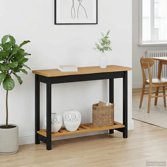 VidaXL EKAI Konsolbord Sort i Massivt Fyrretræ - 112x35x76 cm
