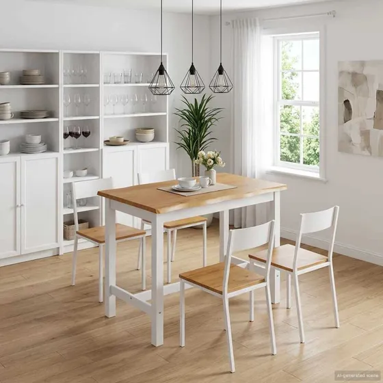 VidaXL Ekai Høj Bar Bord - Hvidt Massivt Fyrretræ - 112x70x91 cm