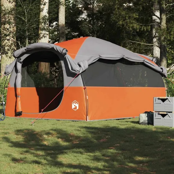 6-personers vandtæt familietelt grå/orange
