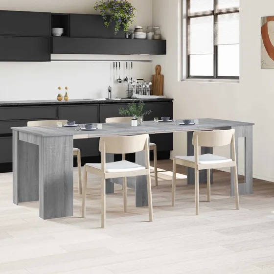vidaXL Spisebord 240 x 85 x 75 cm Grå Sonoma Udtrækkeligt