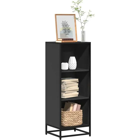 Bogreol 40x35x107,5 cm - Sort konstrueret træ og metal