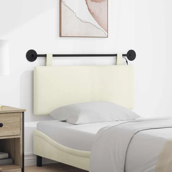 vidaXL Hængende sengegavl i cremefarvet velour, 110 x 55 cm