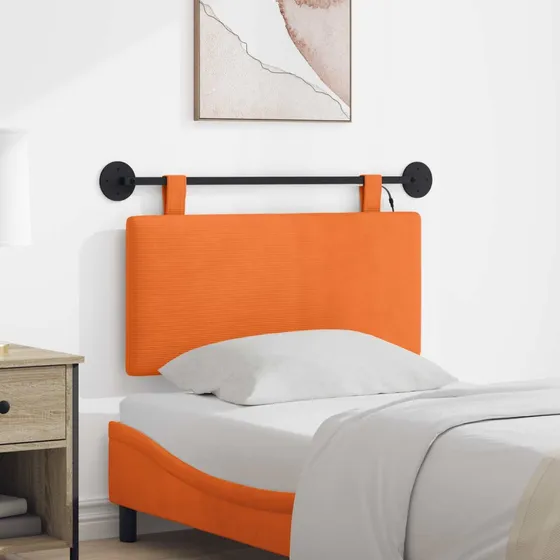 vidaXL Hængende sengegavl i orange velourstof, 100 x 55 cm