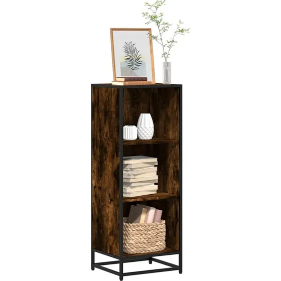 Bogreol 40x35x107,5 cm - Konstrueret træ, røget egetræ