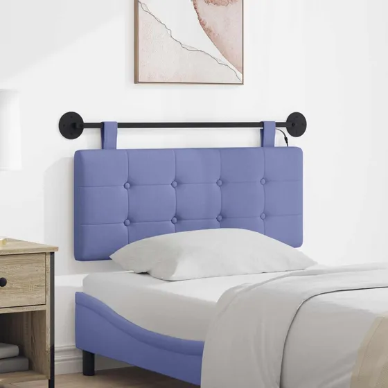 vidaXL Hængende sengegavl med LED-lys, Jeans blå, 110 x 55 cm