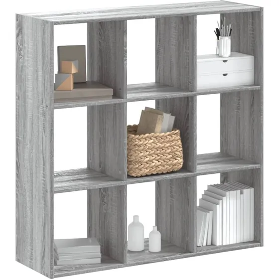 Bogreol 9 rum 102x32x102 cm – Sonoma egeffekt, grå