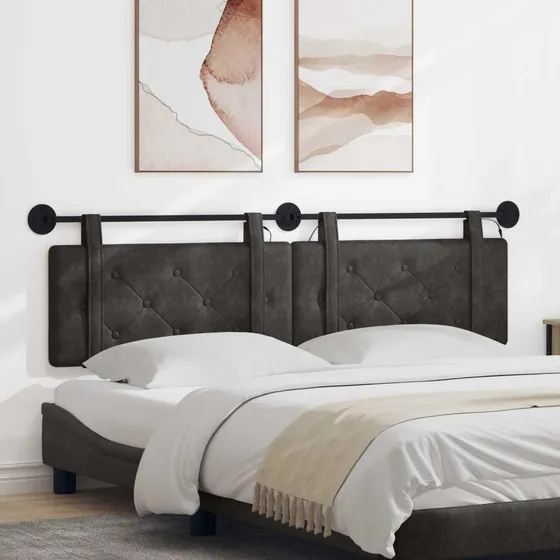 vidaXL Hængende sengegavl Sort Antik PU 170x55 cm