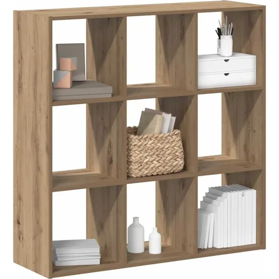 Bogreol 102x32x102 cm i konstrueret træ - egetræsfarve