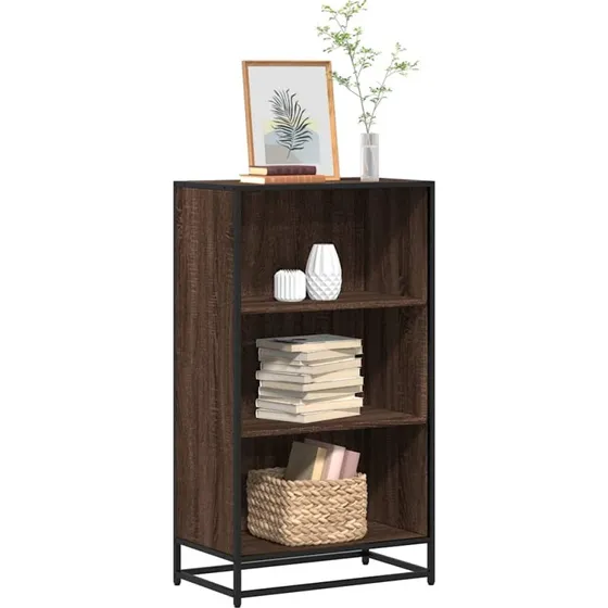 Bogskab 60x35x107,5 cm i brun egetræ med metalstel