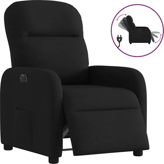 Eldrevet lænestol i sort stof - elektrisk recliner