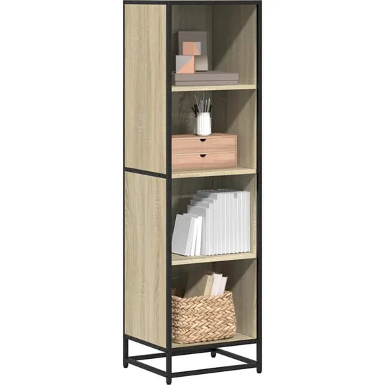 Bogreol 40x35x139 cm i sonoma-eg med metalstel