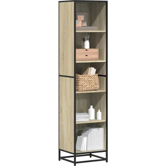Bogreol 40x35x170,5 cm i sonoma-eg med metalstel
