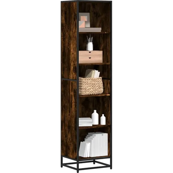 Bogreol 40x35x170,5 cm - Konstrueret træ, røget egetræ