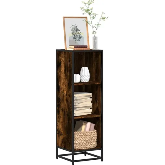Bogskab i røget egetræ 33,5x33x107,5 cm – metalstel