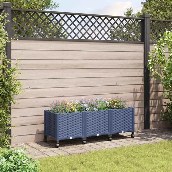 vidaXL Havekrukke med hjul Blå Grå 120 x 40 x 44 cm PP