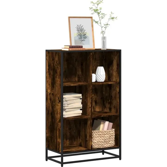 Bogskab i røget egetræ og metal 65,5x33x107,5 cm