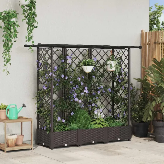 vidaXL Hævet Havebed med Espalier og Tag, Brun, 164 x 40 x 121 cm