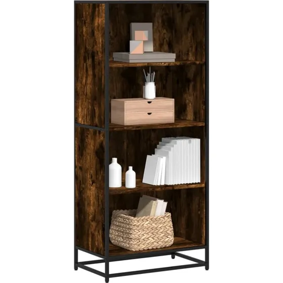 Bogreol 60x35x139 cm i konstrueret træ - røget egetræ