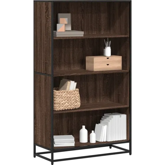 Bogreol 80,5x35x139 cm i konstrueret træ - brun/eg