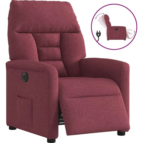 Eldrevet lænestol i vinrødt stof