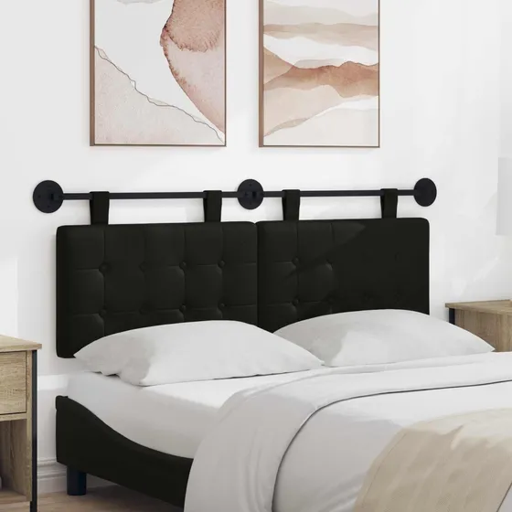 vidaXL Hængende sengegavl i kunstlæder, sort, 150 x 55 cm