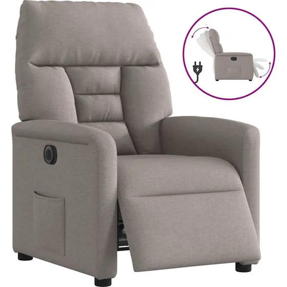 Eldrevet lænestol i stof, gråbrun – komfortabel relax