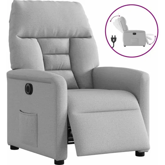 Eldrevet lænestol i stof – skygrå komfort