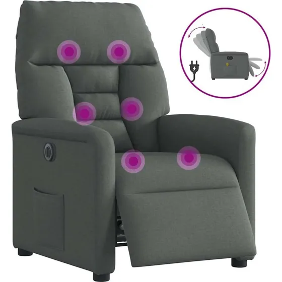 Eldrevet massagestol i mørkegråt stof